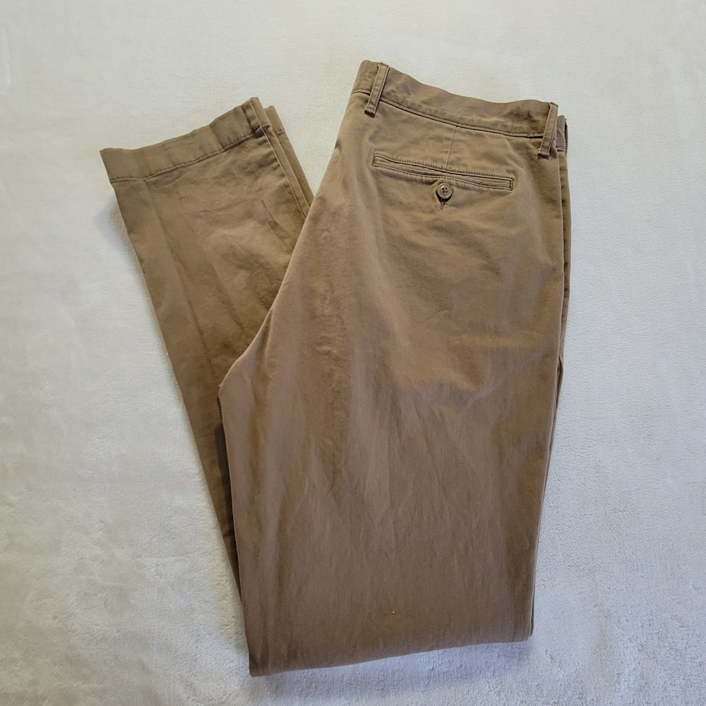 J.Crew Athletic Chino Pants Mens 35x34 Brown Stretch Re-Imagined Cotton Khaki